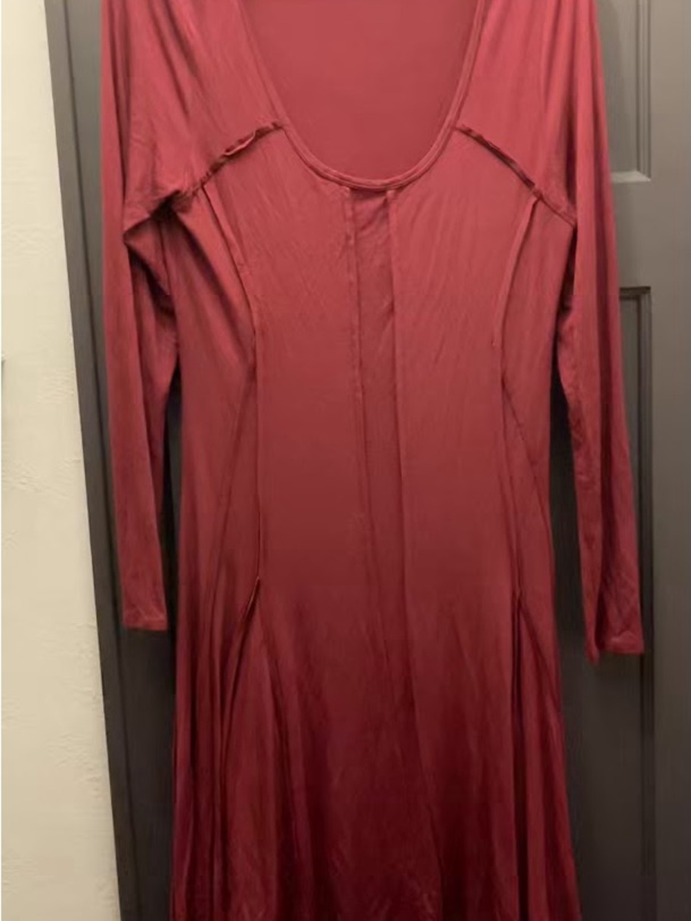 Philosophy Long Sleeve Scoop Neck Dress - Burgundy PTP 19” L40”